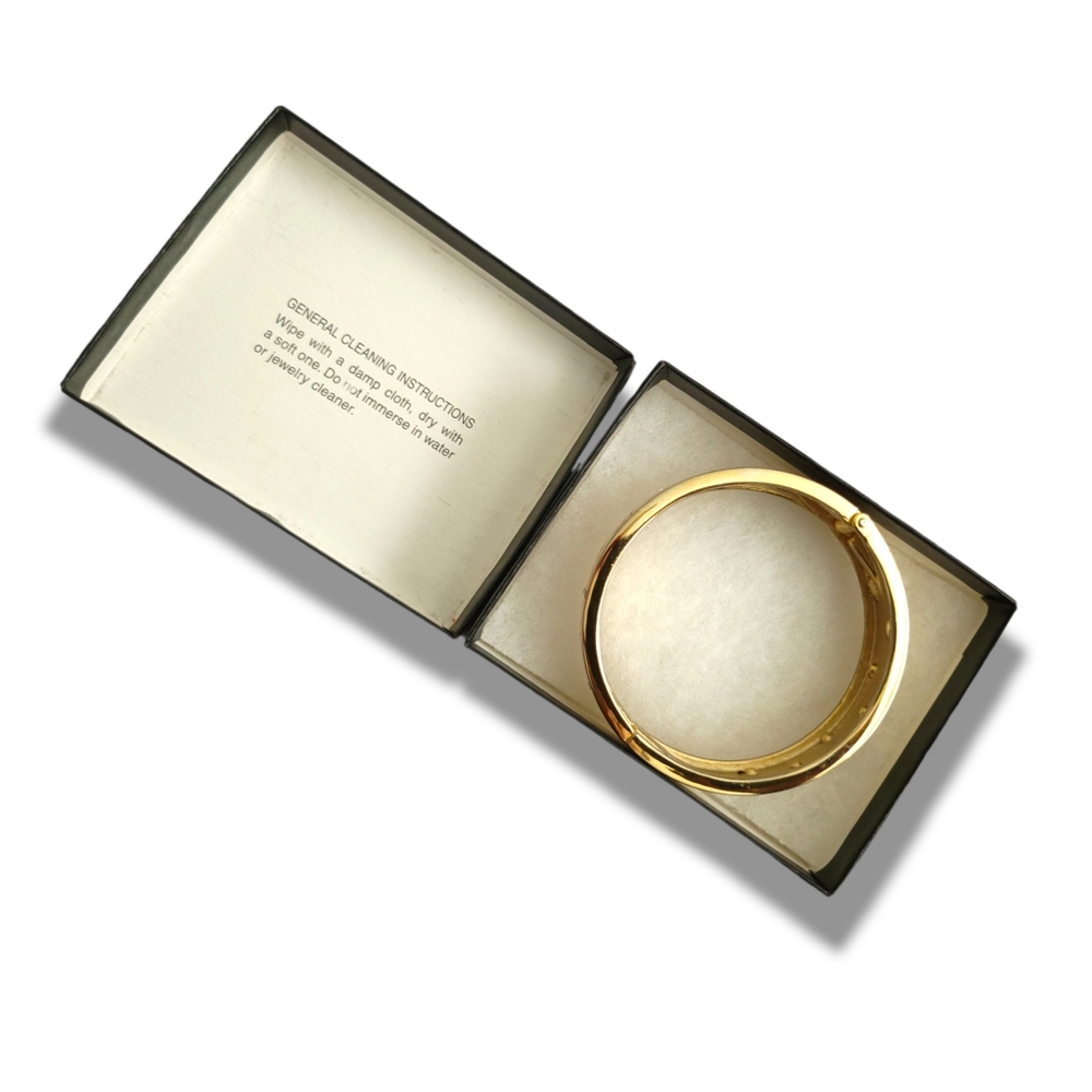 Park Lane | Sophisticated Gold Tone Crystal Embedded Hinged Bracelet - Picture 10 of 12